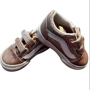VANS Old Skool Glitter Sneakers Baby/Toddler, Light Pink/Gold Size Toddler 3